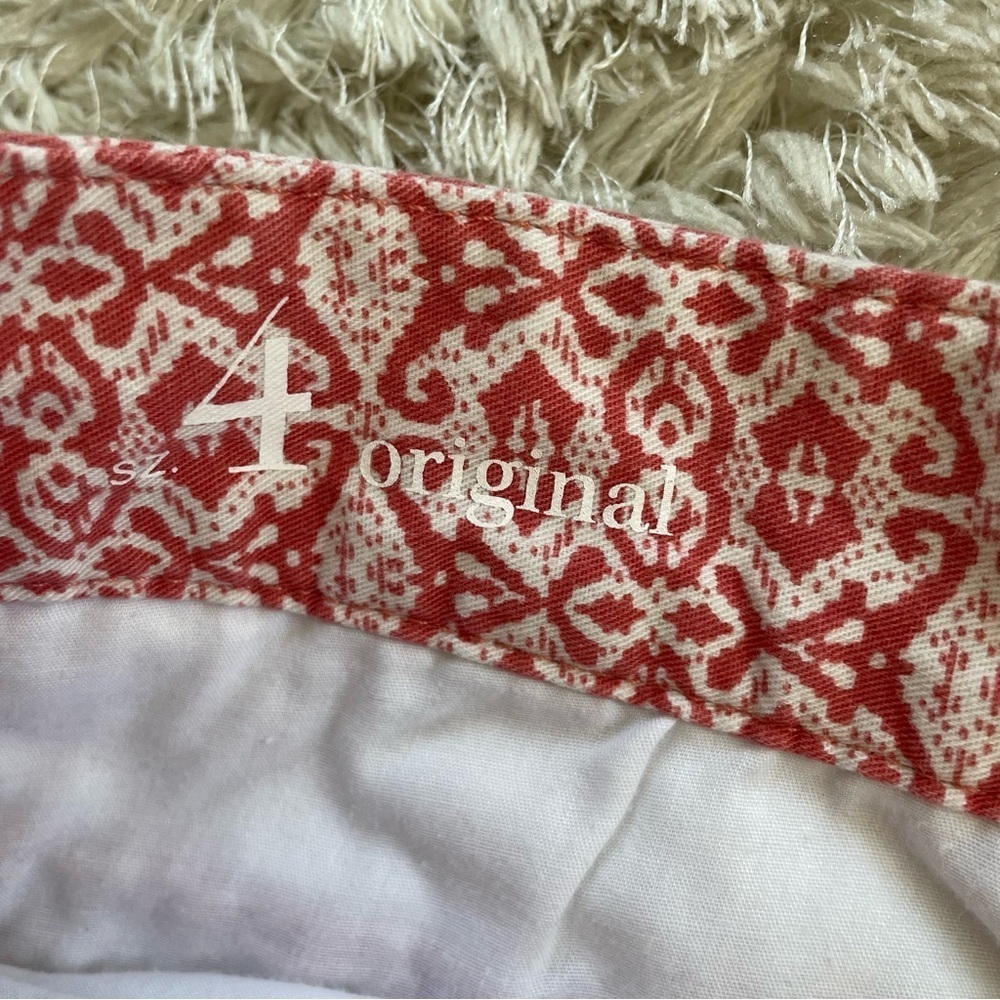 Ann Taylor Loft High Rise Shorts Burnt Orange Print with Pockets - Picture 4 of 8